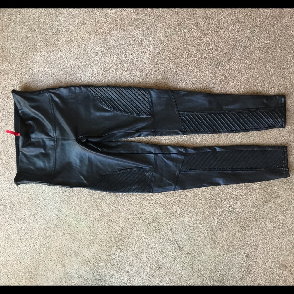 Black spanx faux leather moto legging size L